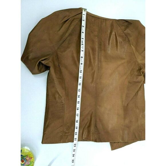Anthropologie June Genuine Leather Jacket Medium Tan Silk Lined - Picture 12 of 12